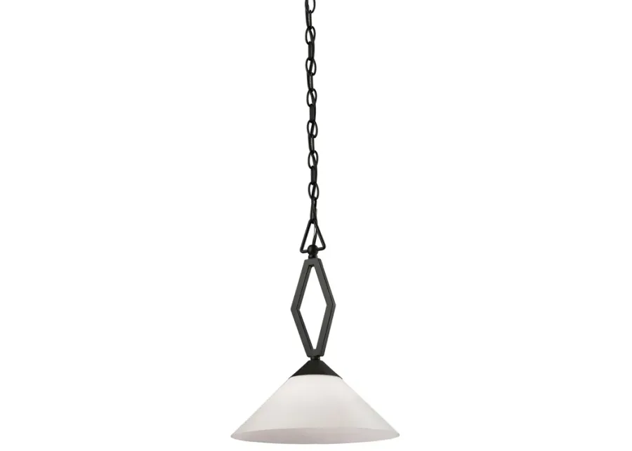 Tribecca 1-Light Mini Pendant in Oil Rubbed Bronze with White Glass