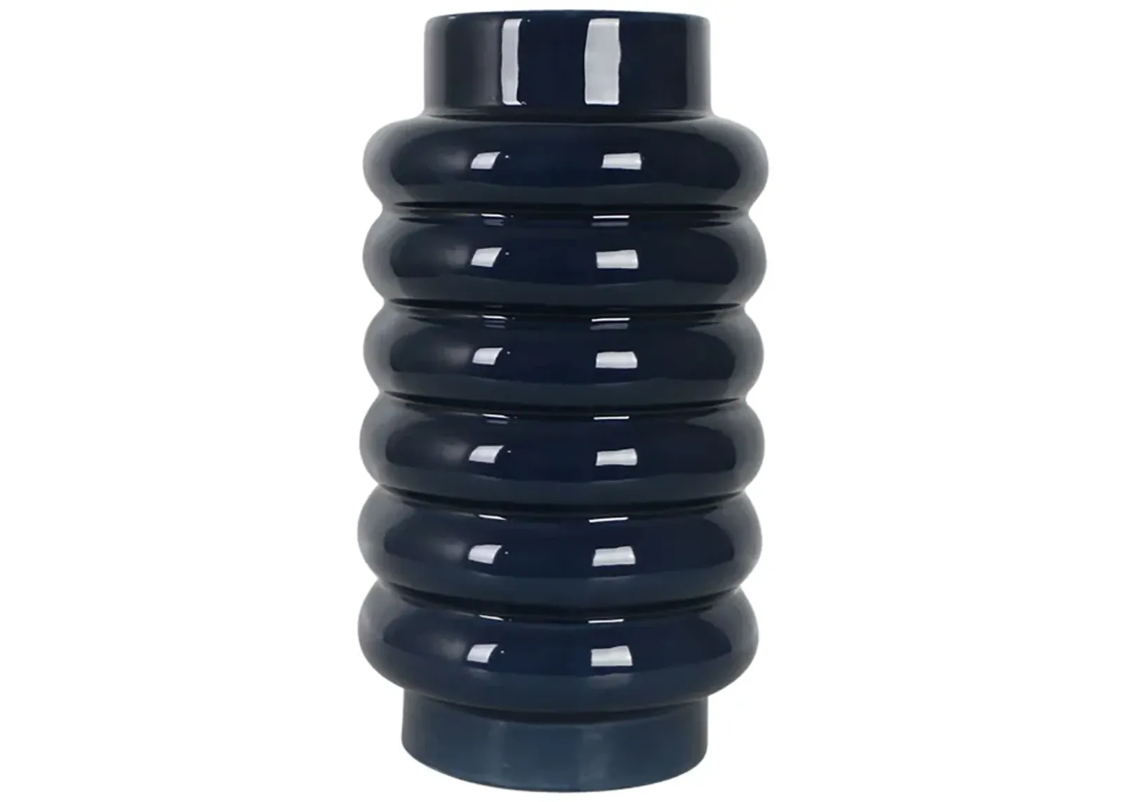 Cer, 16" Ribbed Vase, Navy