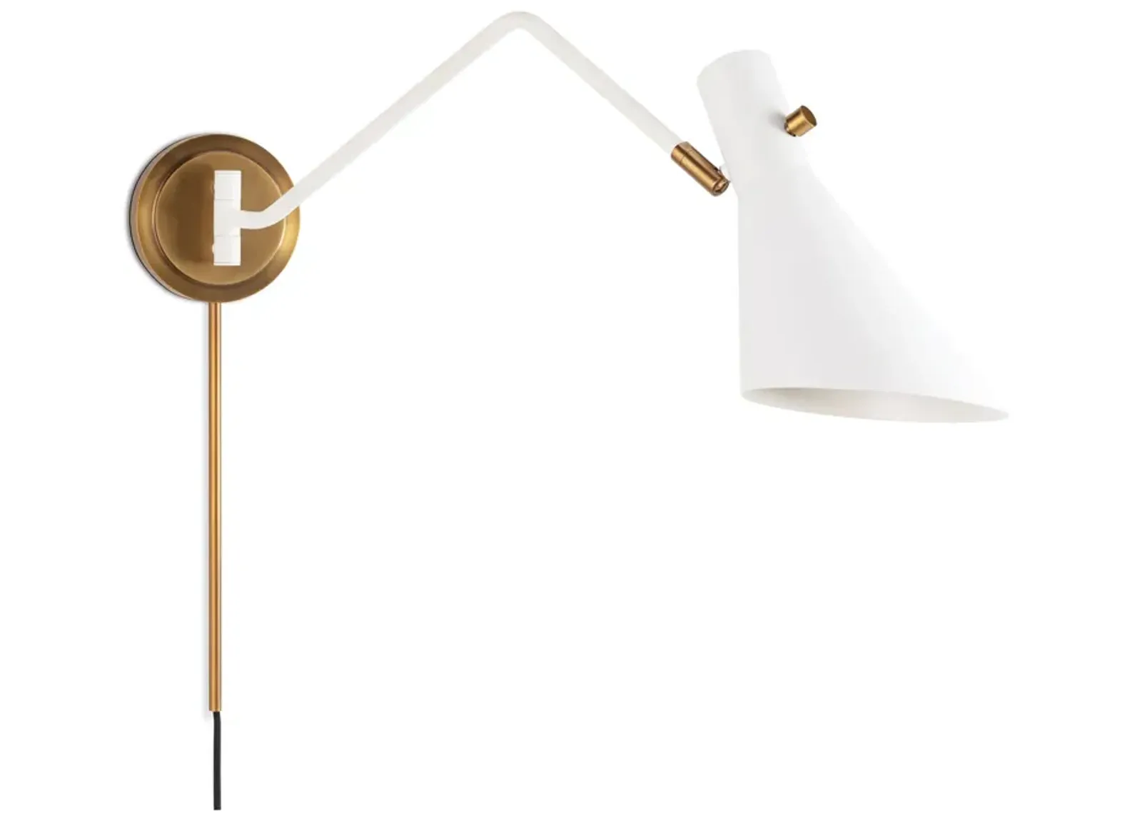 Spyder Single Arm Sconce (White and Natural Brass)