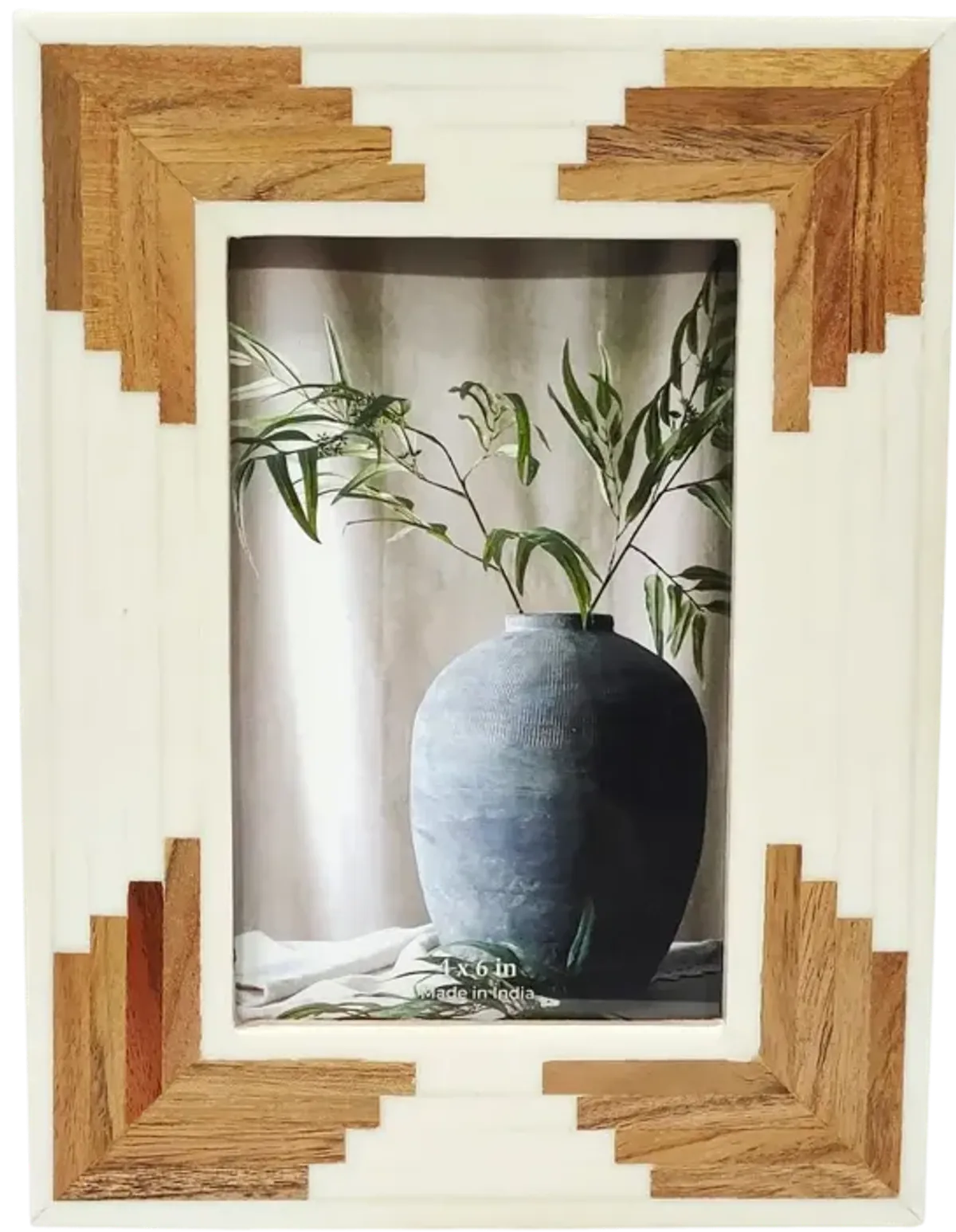 Resin, 4x6 Cascading Wood Photo Frame, White
