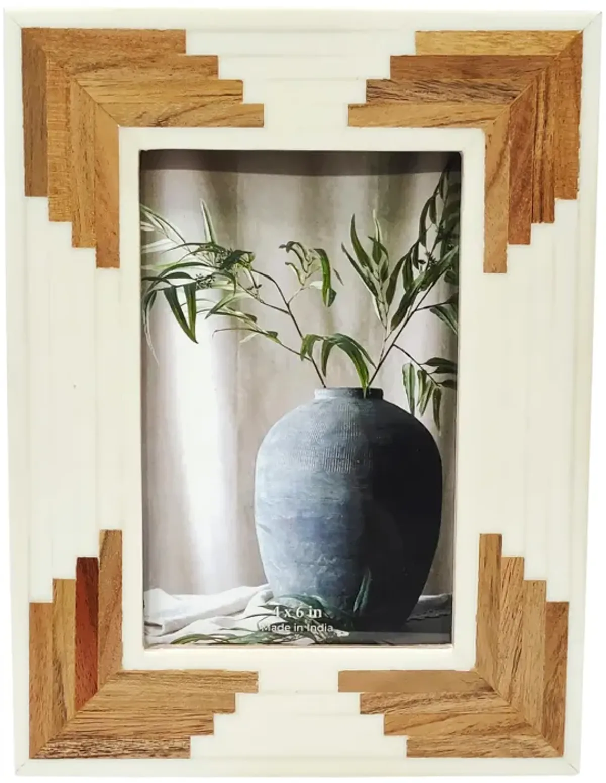 Resin, 4x6 Cascading Wood Photo Frame, White