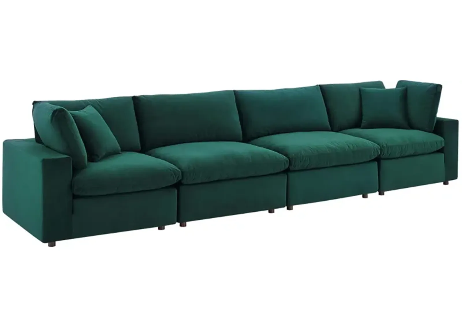 Commix Down Filled Overstuffed Performance Velvet 4-Seater Sofa