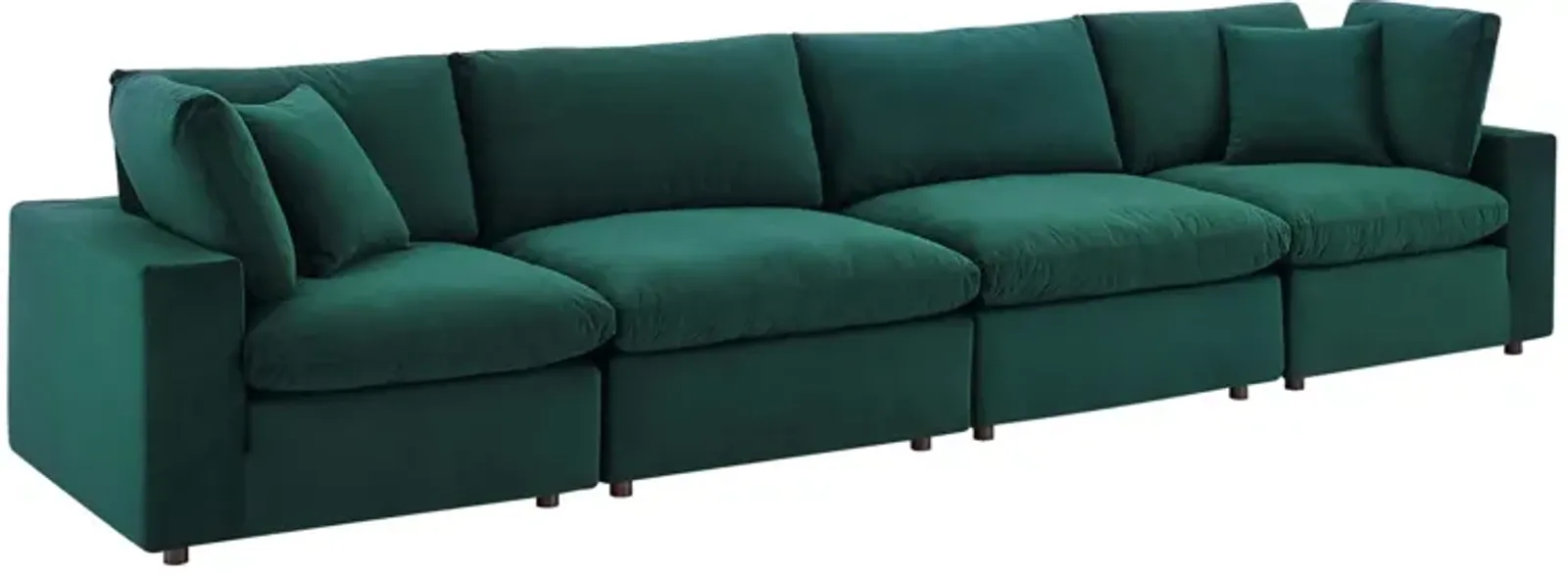 Commix Down Filled Overstuffed Performance Velvet 4-Seater Sofa