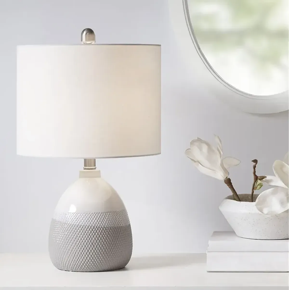 510 Design Driggs Ivory/Grey Ceramic Textured Table Lamp