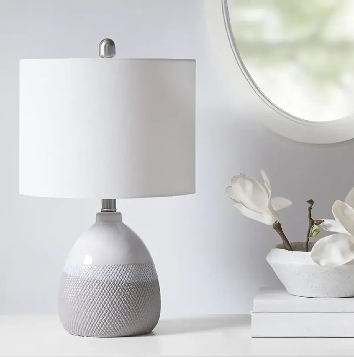 510 Design Driggs Ivory/Grey Ceramic Textured Table Lamp