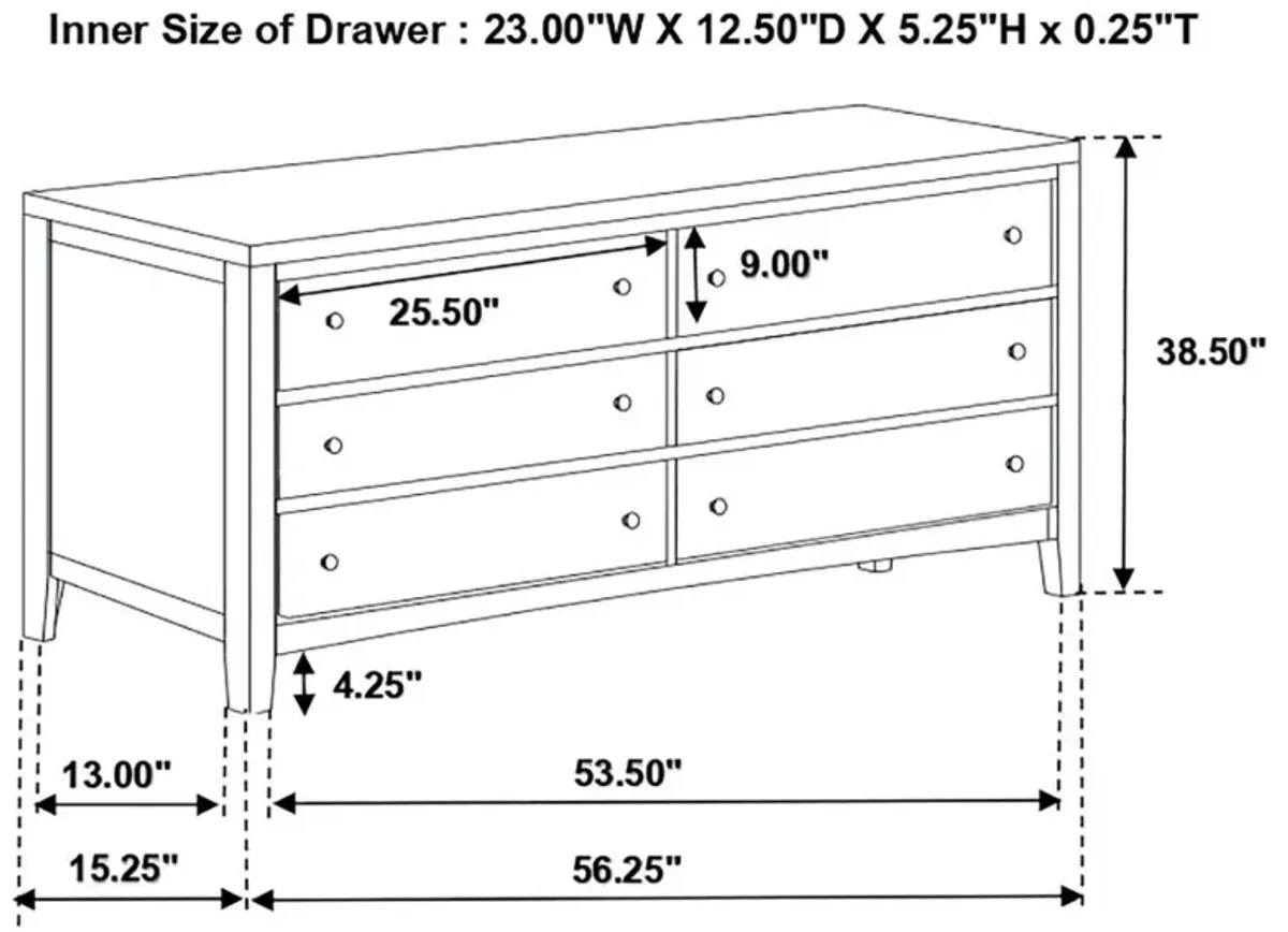 Carlton 6-Drawer Rectangular Dresser 