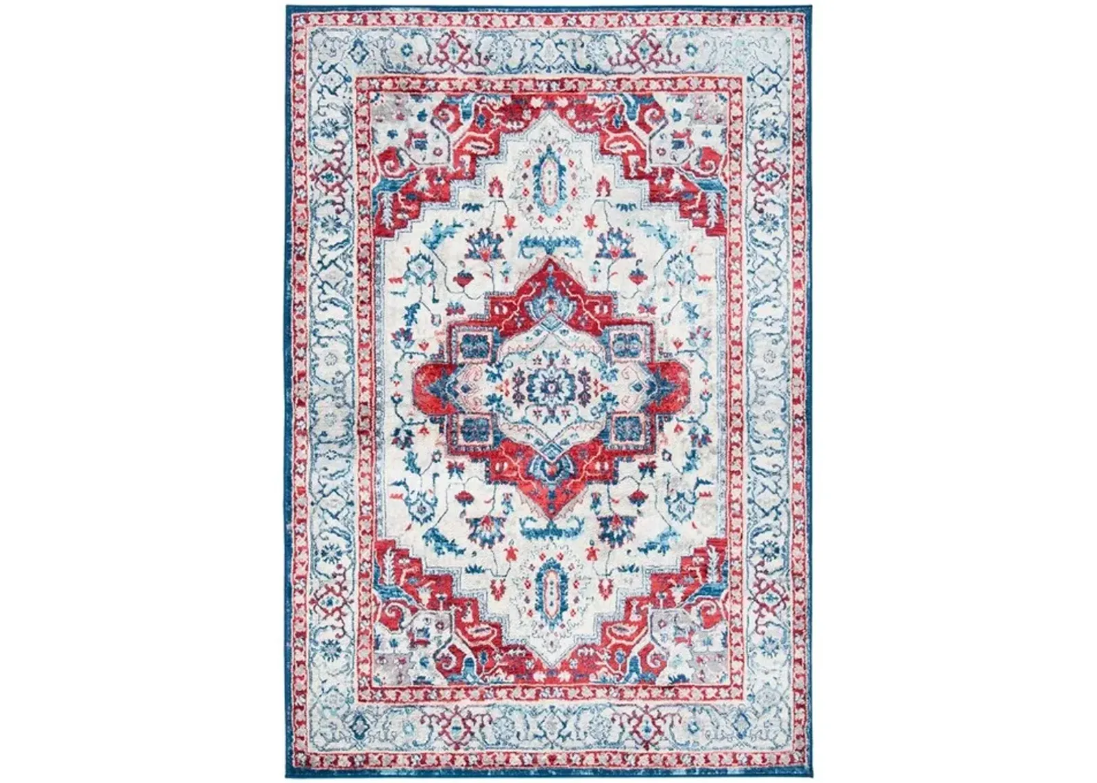 Brentwood 851 Beige / Red 3' X 5' Small Rectangle Powerloomed Rug