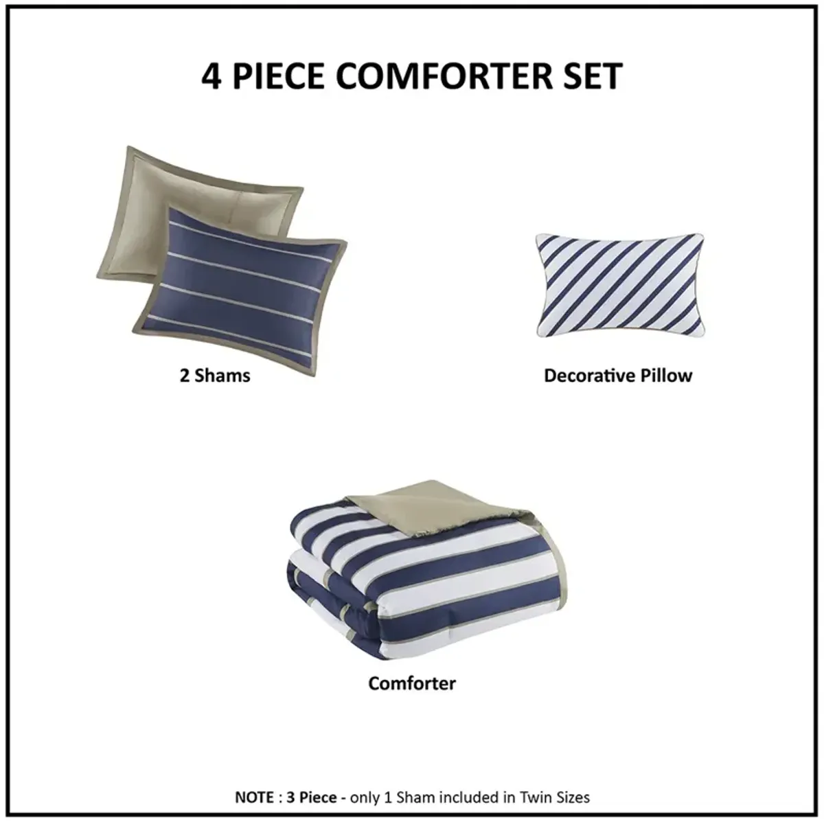 Mi Zone Ashton Khaki/Navy Comforter Set