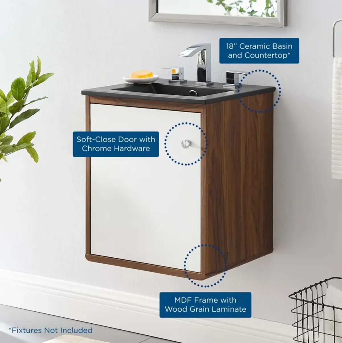 Transmit 18" Wall-Mount Bathroom Vanity