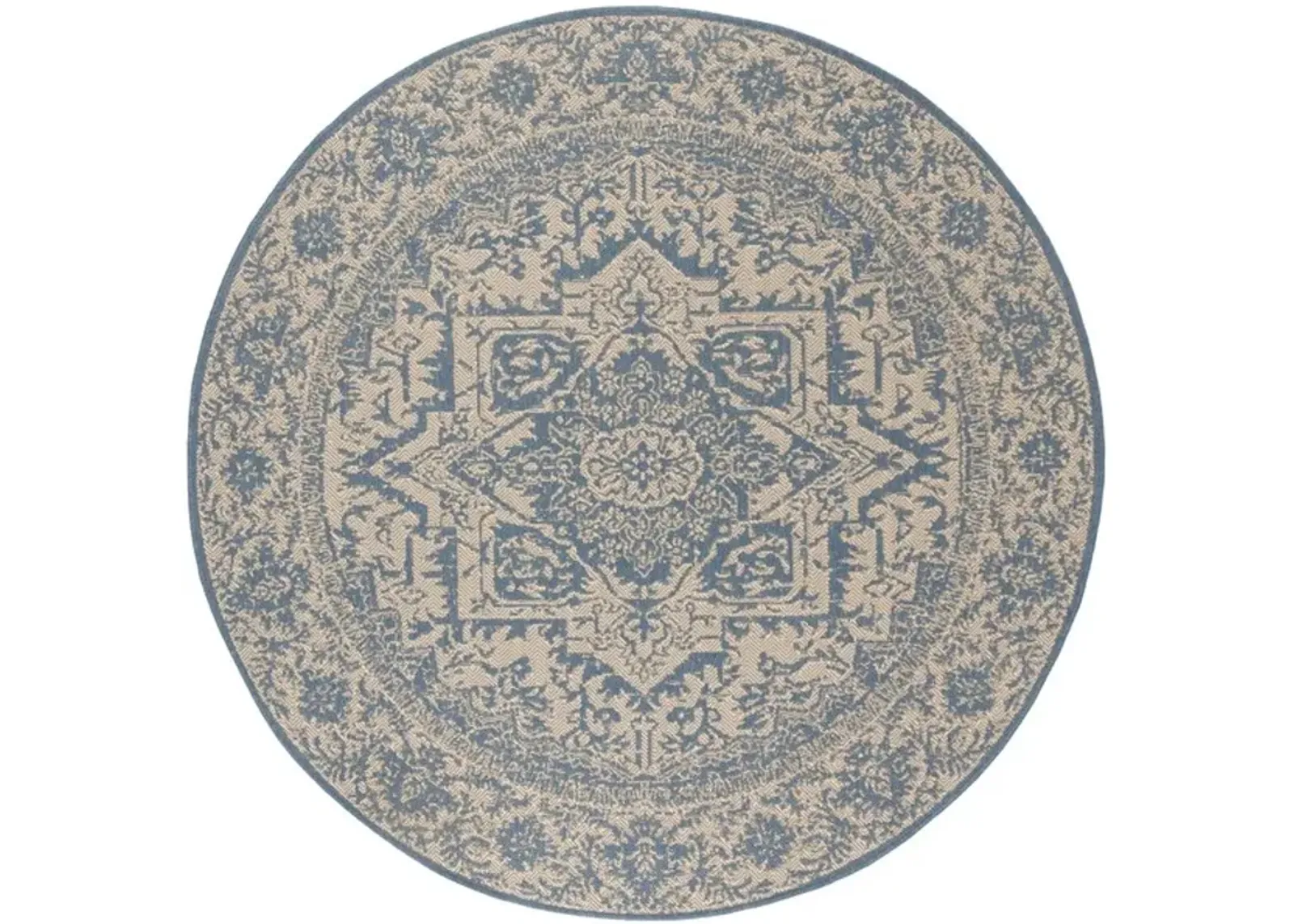 LINDEN 139 Collection LND139N-6R Cream / Blue 6'-7" X 6'-7" Round