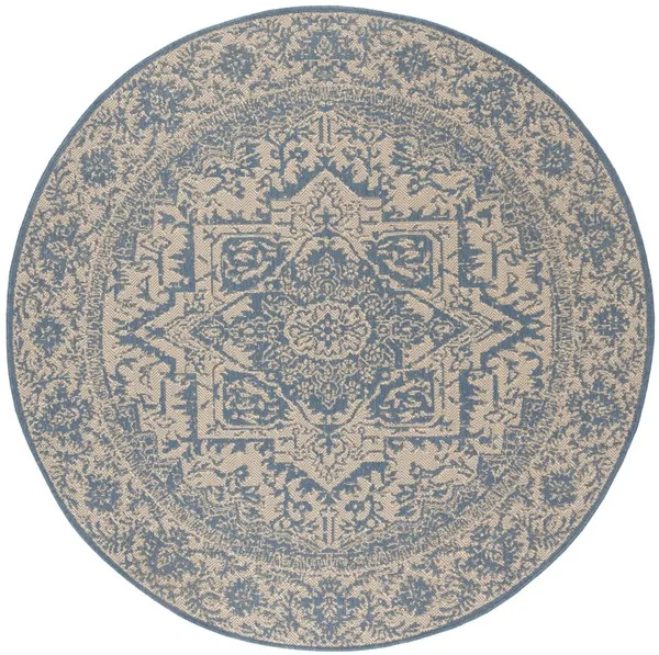 LINDEN 139 Collection LND139N-6R Cream / Blue 6'-7" X 6'-7" Round