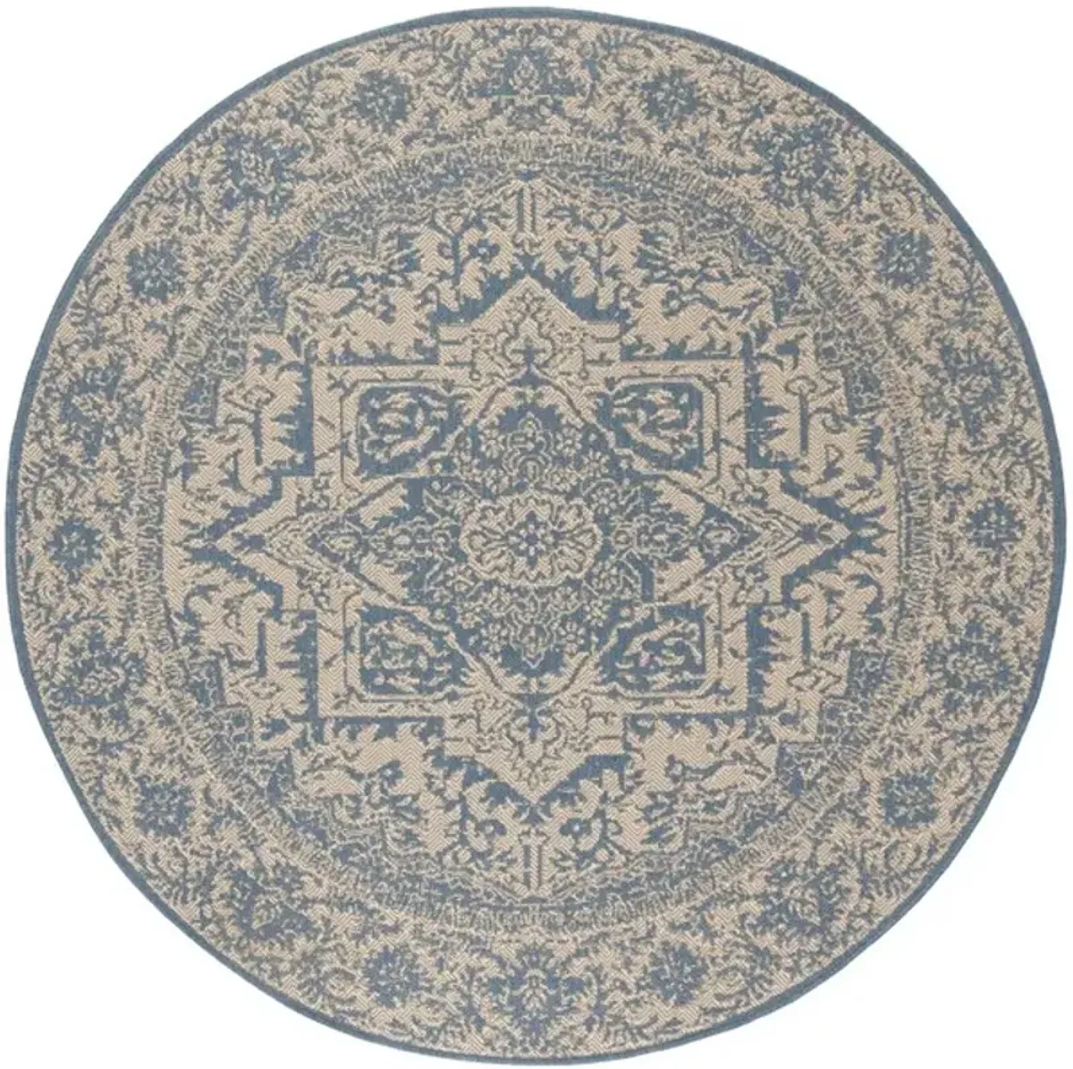 LINDEN 139 Collection LND139N-6R Cream / Blue 6'-7" X 6'-7" Round