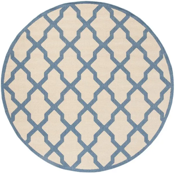 LINDEN 122 Collection LND122N-6R Cream / Blue 6'-7" X 6'-7" Round