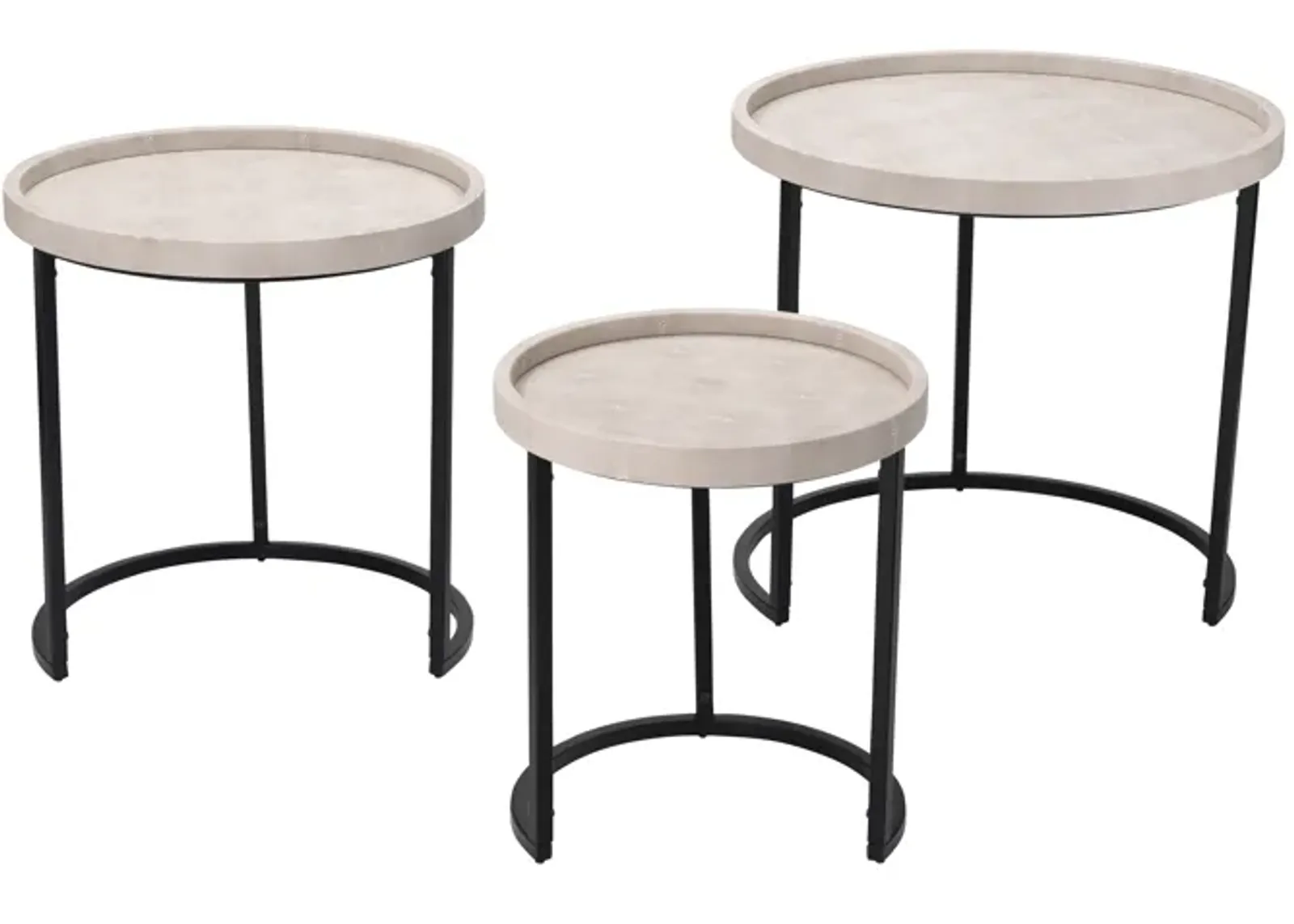 Maddox Faux Shagreen Nesting Tables (Set of 3), Cream