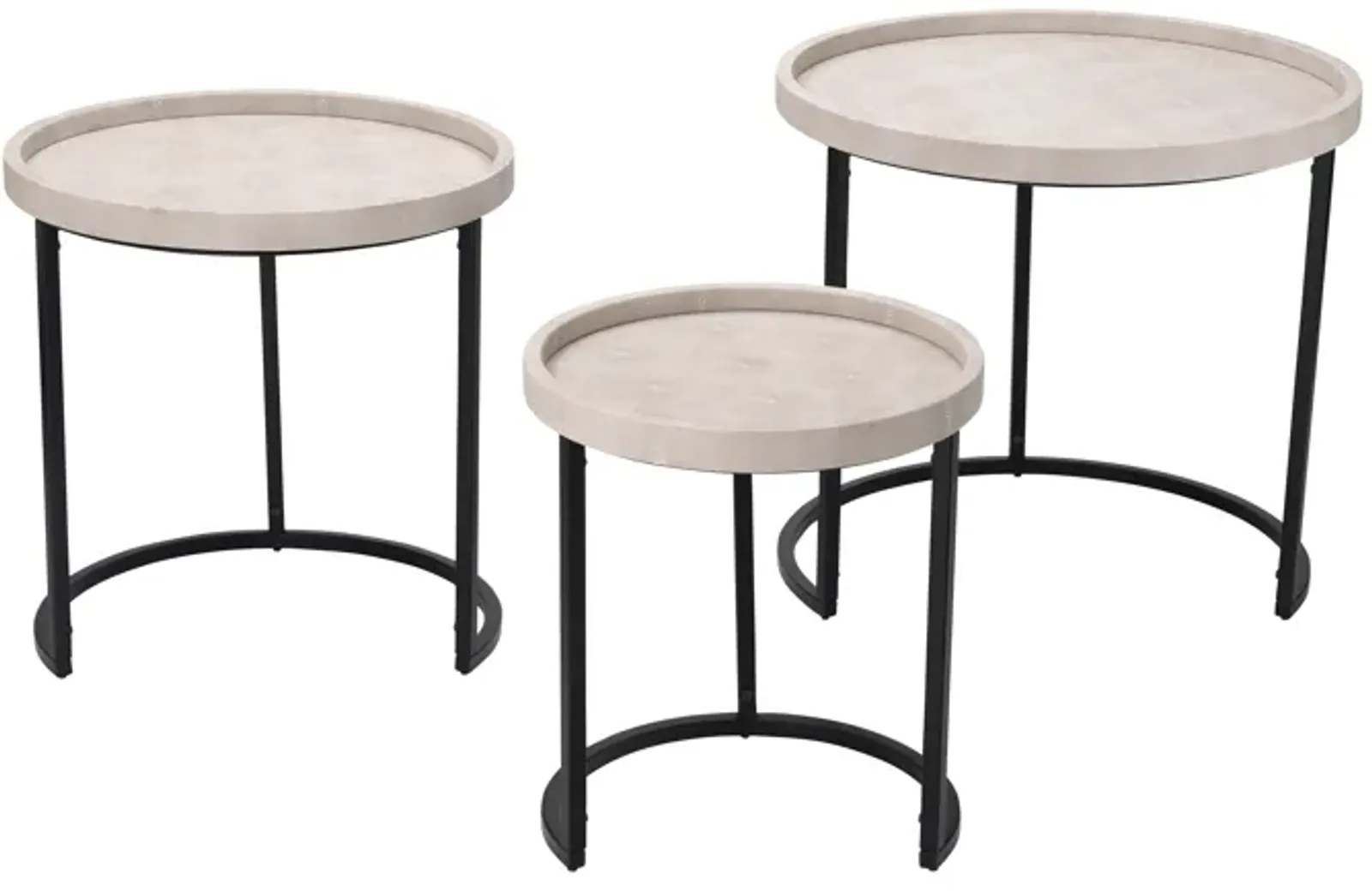 Maddox Faux Shagreen Nesting Tables (Set of 3), Cream