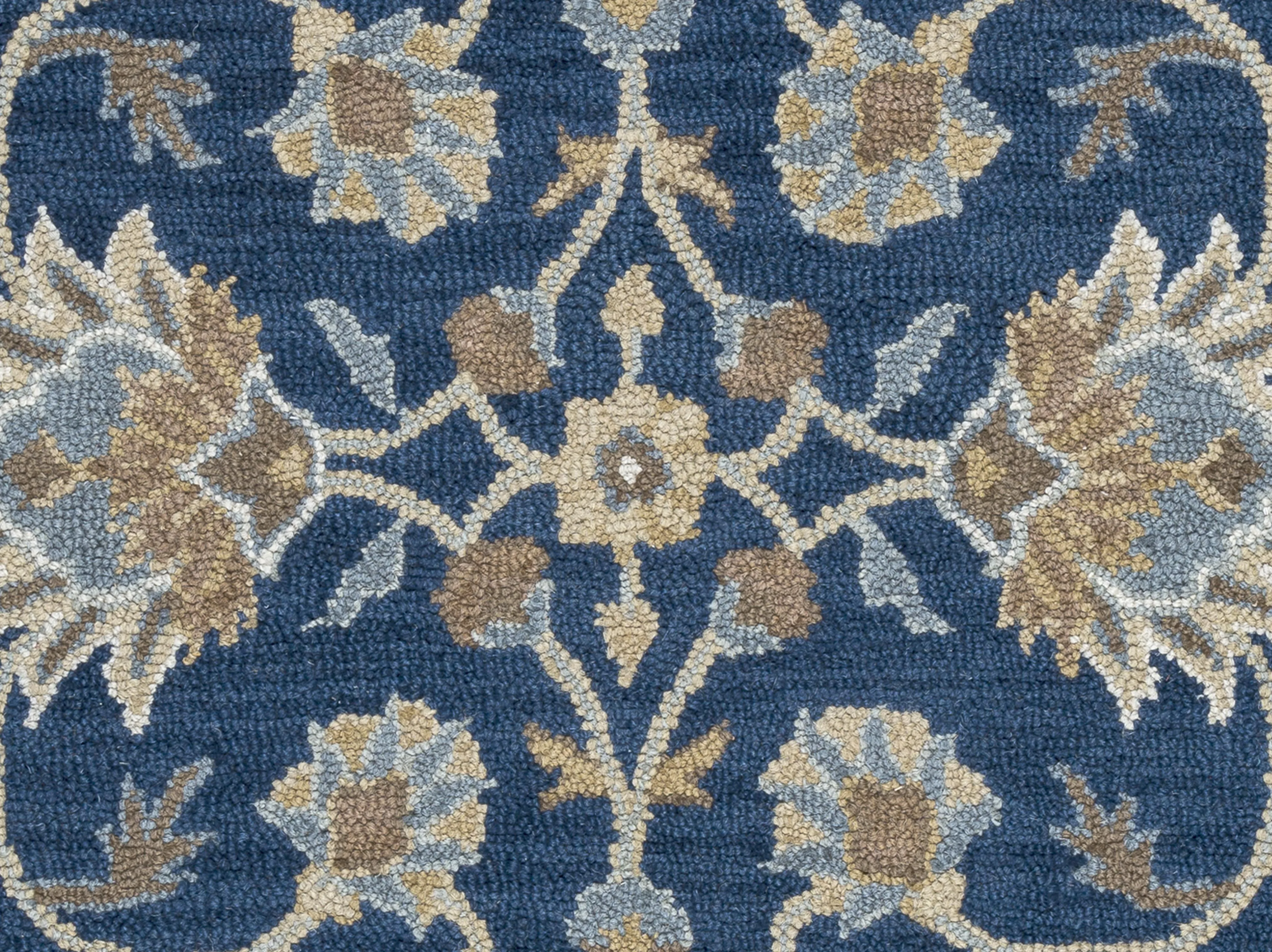 Ashlyn Blue border Wool 8' x 8' Round Round Rug