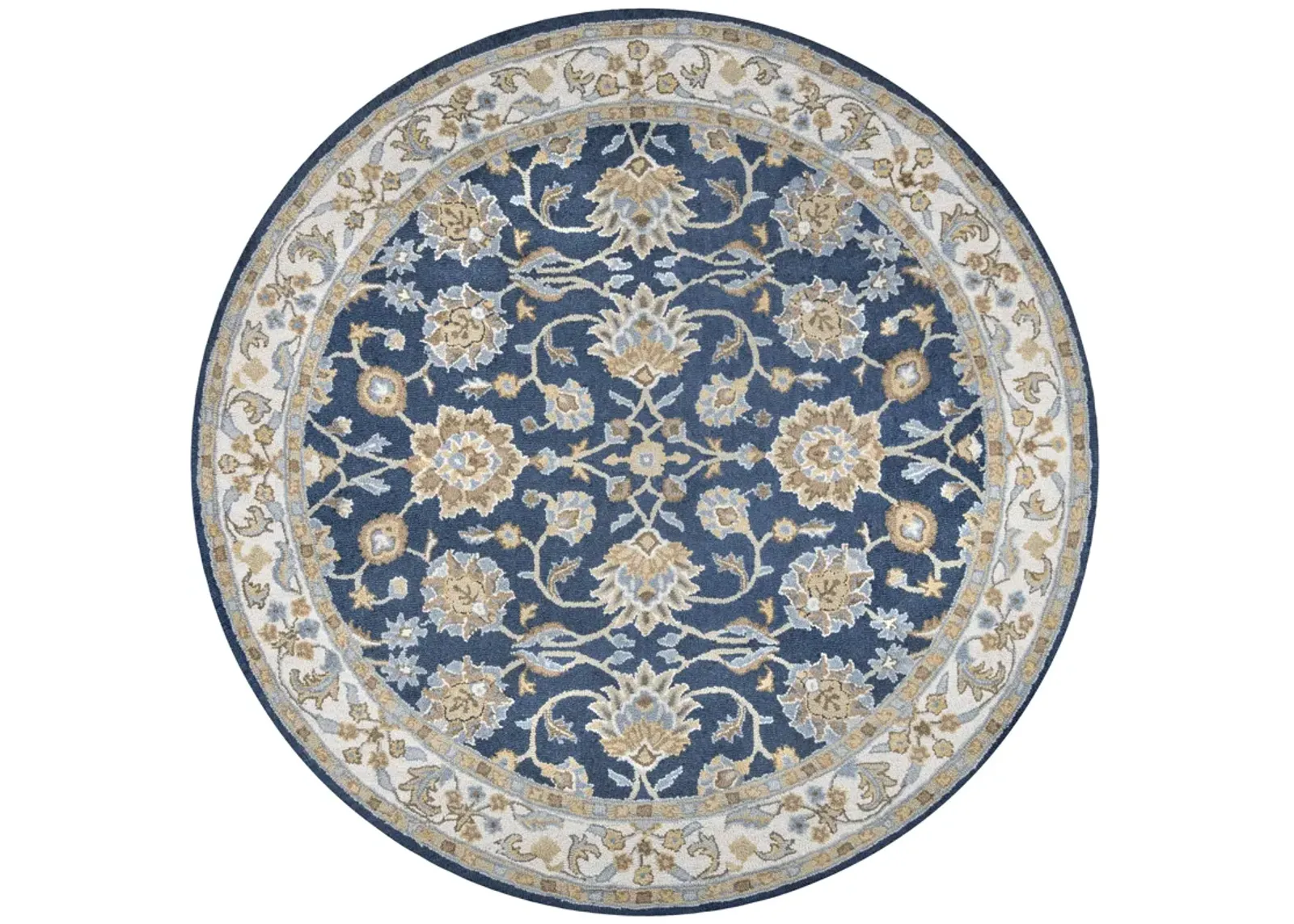 Ashlyn Blue border Wool 8' x 8' Round Round Rug