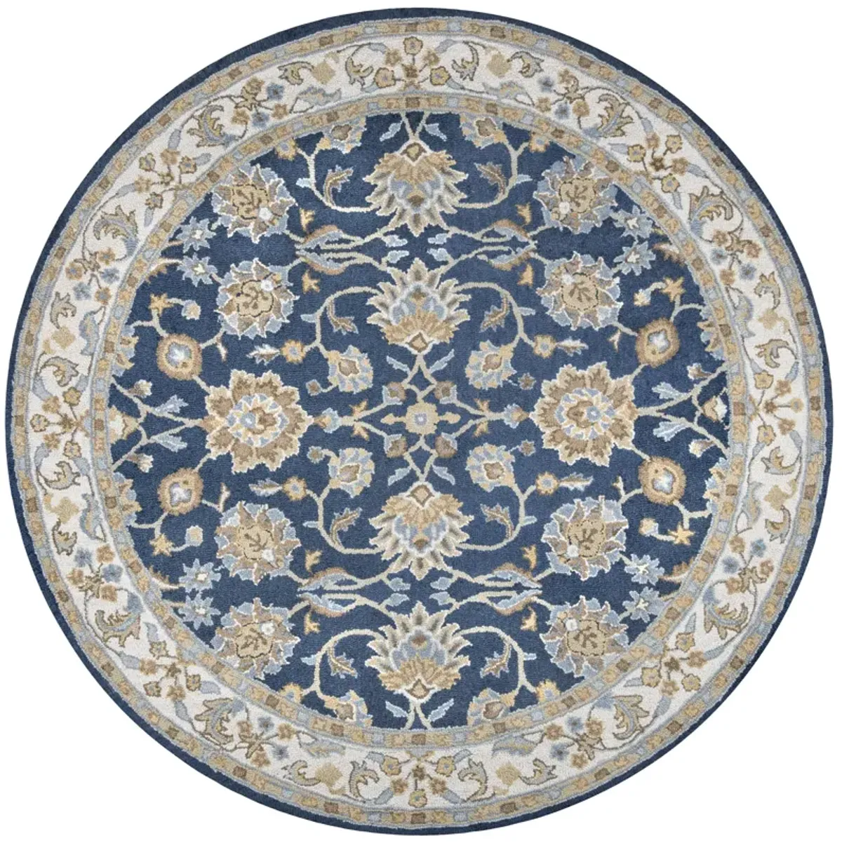 Ashlyn Blue border Wool 8' x 8' Round Round Rug