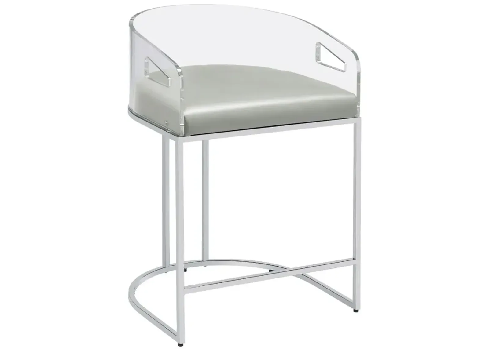 Thermosolis Acrylic Back Counter Height Stools Grey and Chrome (Set of 2)