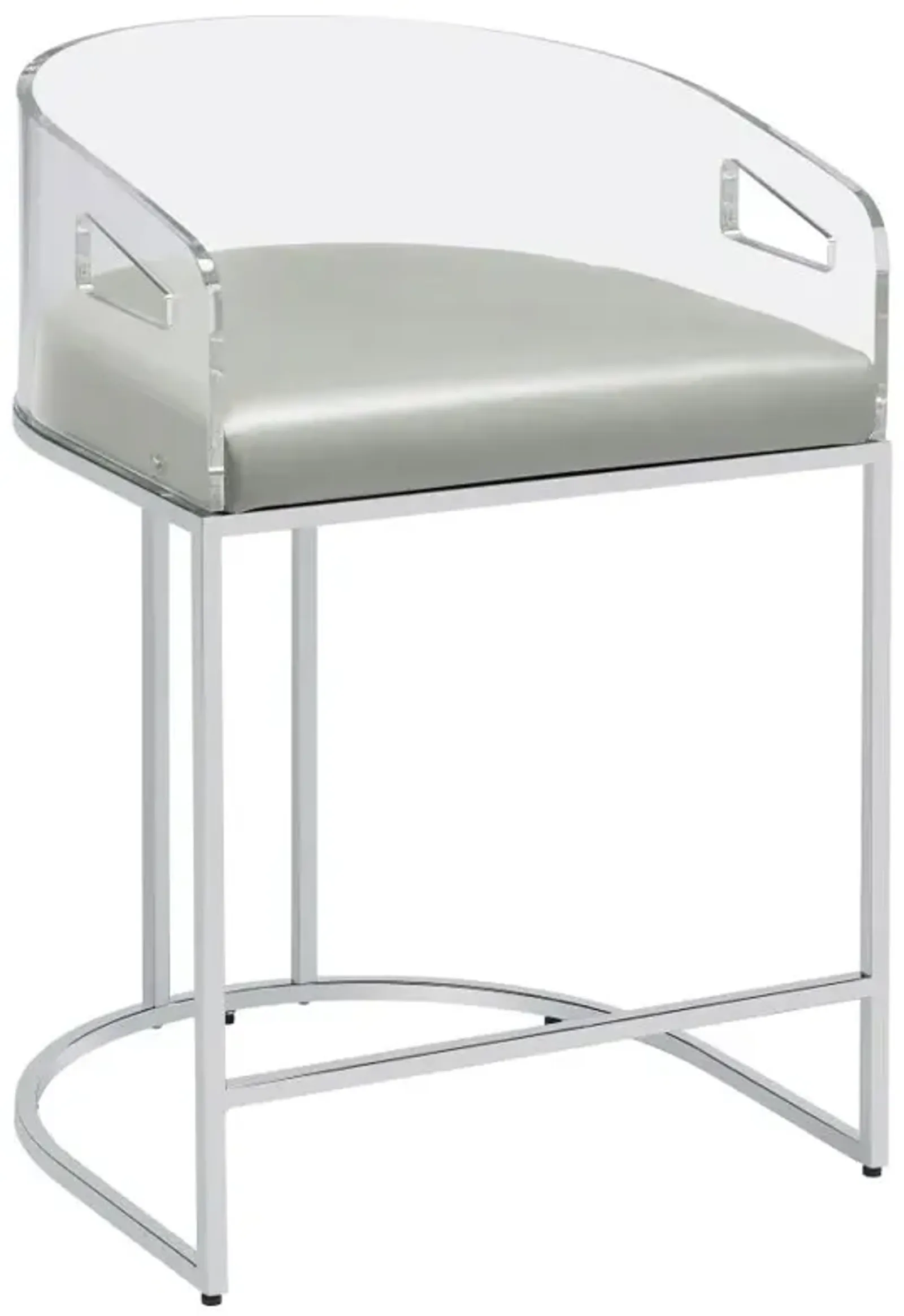 Thermosolis Acrylic Back Counter Height Stools Grey and Chrome (Set of 2)