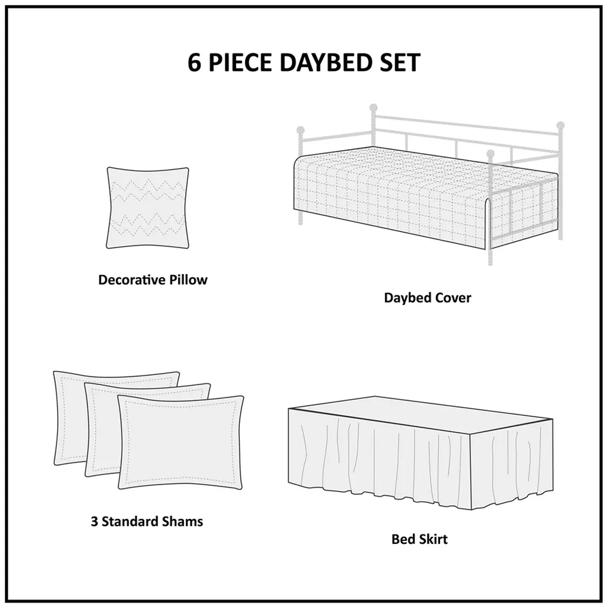 Madison Park Boone Brown 6 Piece Reversible Daybed Cover Set