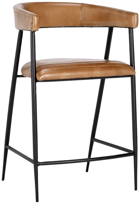 Preston 26" Leather Counter Stool in Caramel