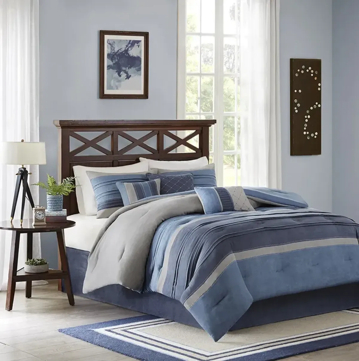 Madison Park Collins Navy 7 Piece Comforter Set