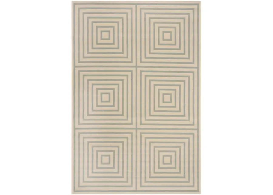 Safavieh BEACH HOUSE Collection BHS123L-5 Cream / Aqua 5'-3" X 7'-6"