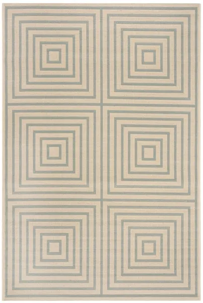 Safavieh BEACH HOUSE Collection BHS123L-5 Cream / Aqua 5'-3" X 7'-6"