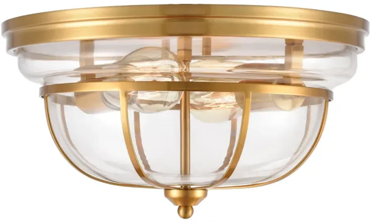 Manhattan Boutique 13" Wide 2-Light Flush Mount - Brushed Brass