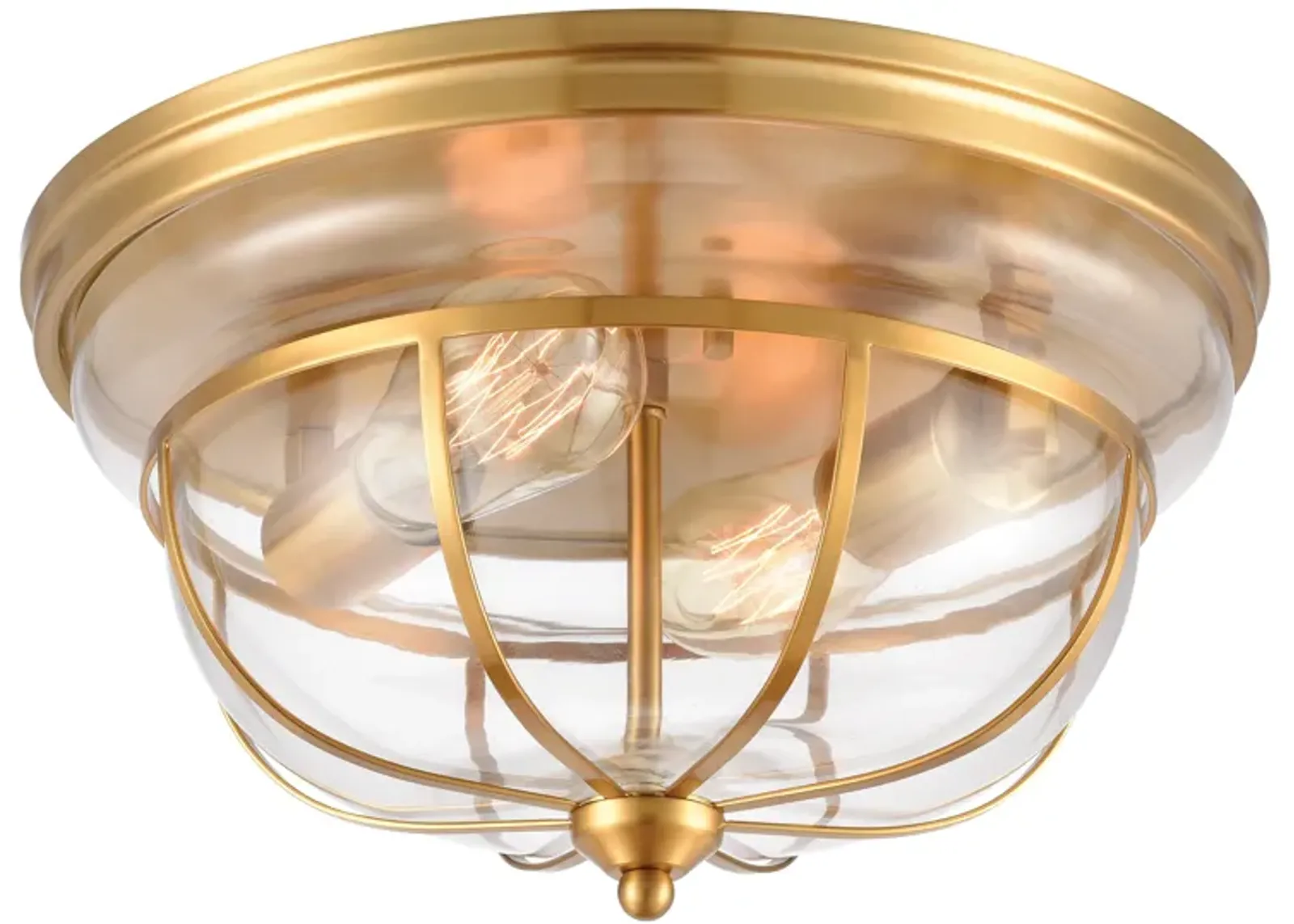 Manhattan Boutique 13" Wide 2-Light Flush Mount - Brushed Brass