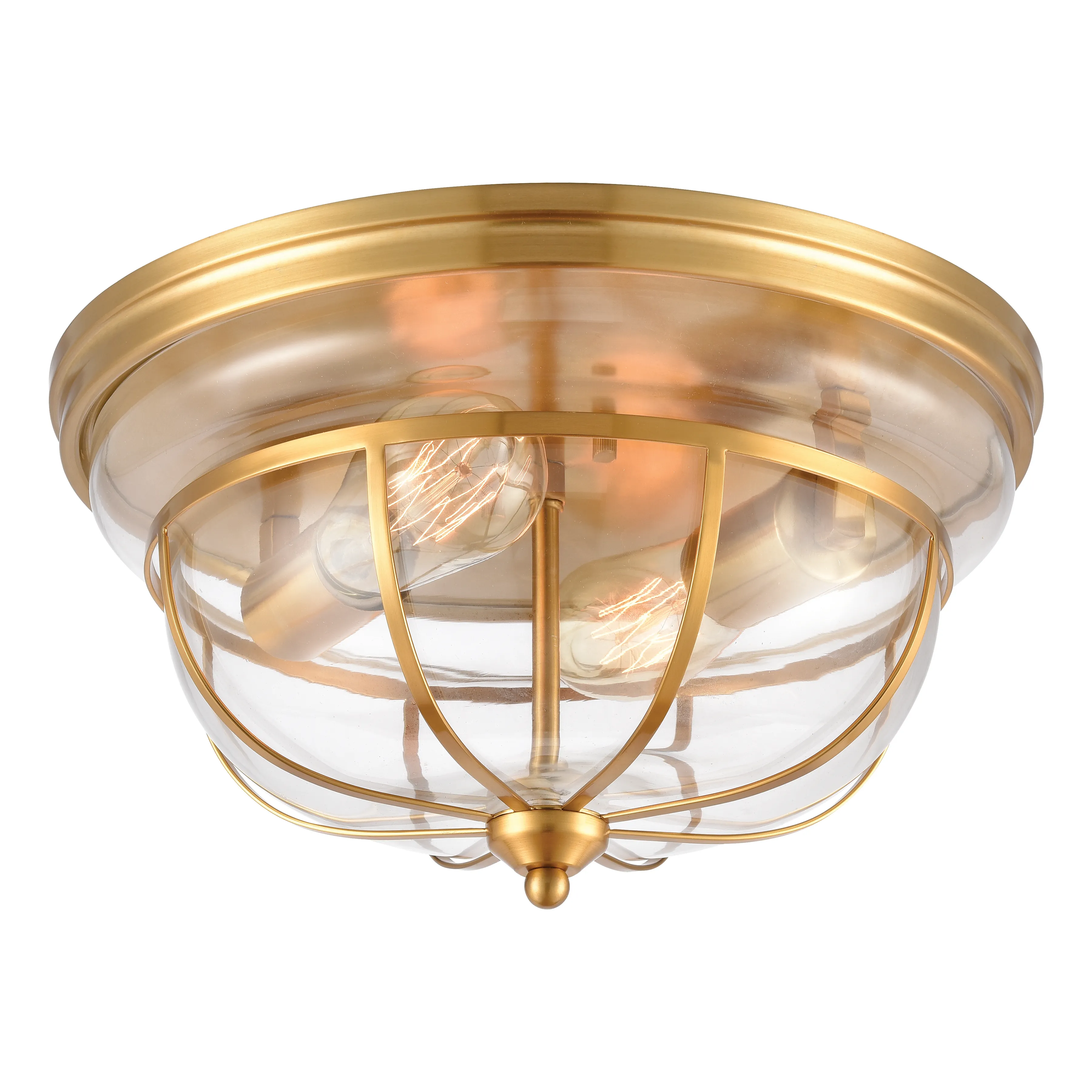 Manhattan Boutique 13" Wide 2-Light Flush Mount - Brushed Brass