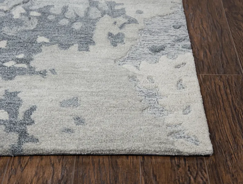 Vogue Gray Abstract Wool 2'6" x 8' Runner Rug