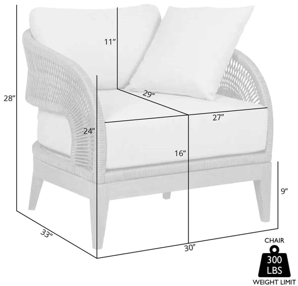 Orbit Outdoor Patio Chair in Weathered Eucalyptus Wood with Gray Rope and Taupe Olefin Cushions