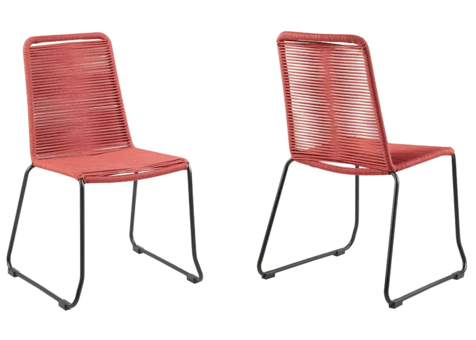 Shasta Outdoor Metal And Rope Stackable Dining Chair - Set of 2