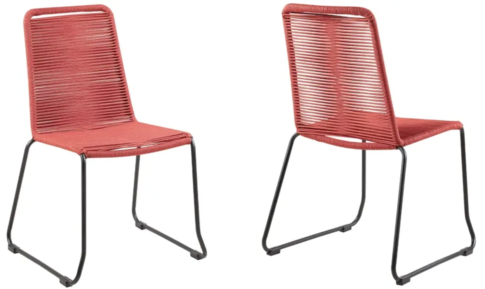 Shasta Outdoor Metal And Rope Stackable Dining Chair - Set of 2