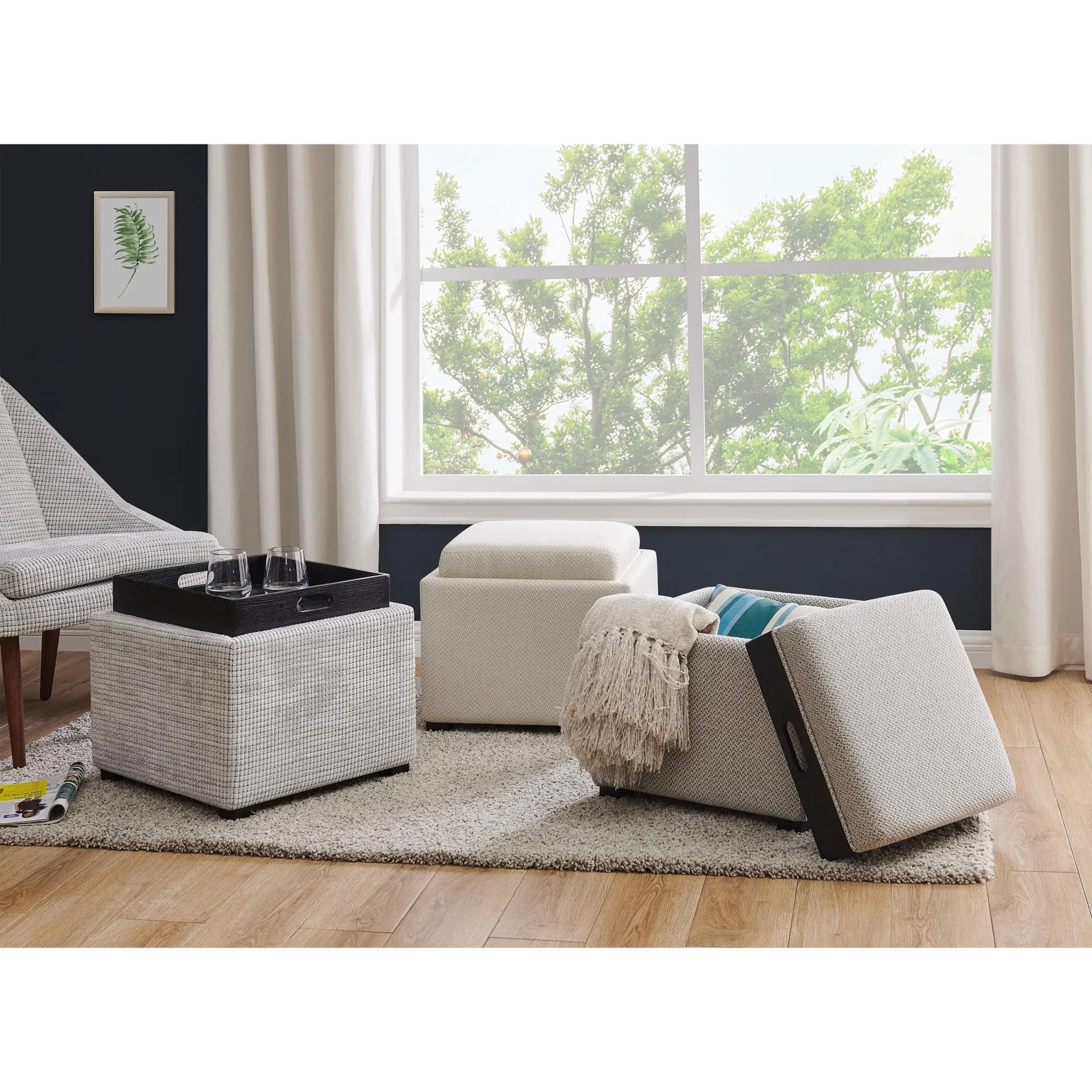 Cameron Square Storage Tray Ottoman