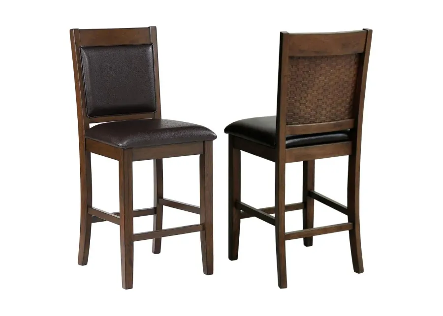 Dewey Upholstered Counter Height Chairs with Footrest (Set of 2) Brown and Walnut