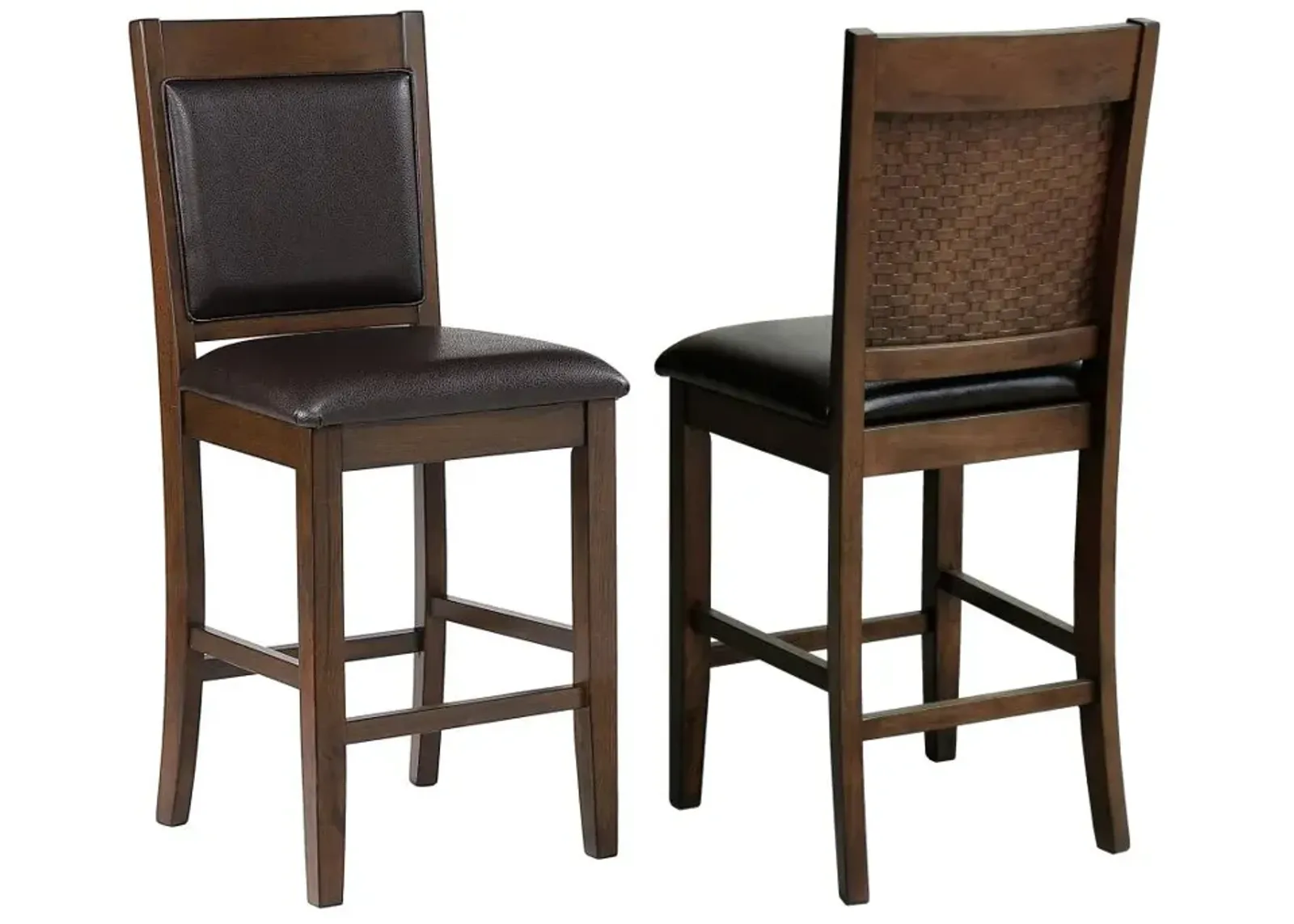 Dewey Upholstered Counter Height Chairs with Footrest (Set of 2) Brown and Walnut