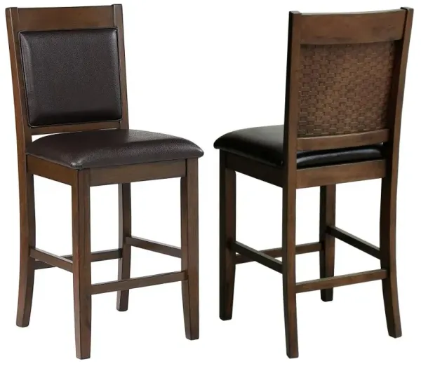 Dewey Upholstered Counter Height Chairs with Footrest (Set of 2) Brown and Walnut