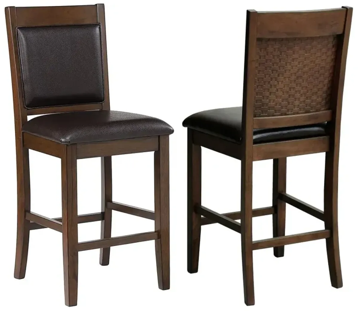 Dewey Upholstered Counter Height Chairs with Footrest (Set of 2) Brown and Walnut