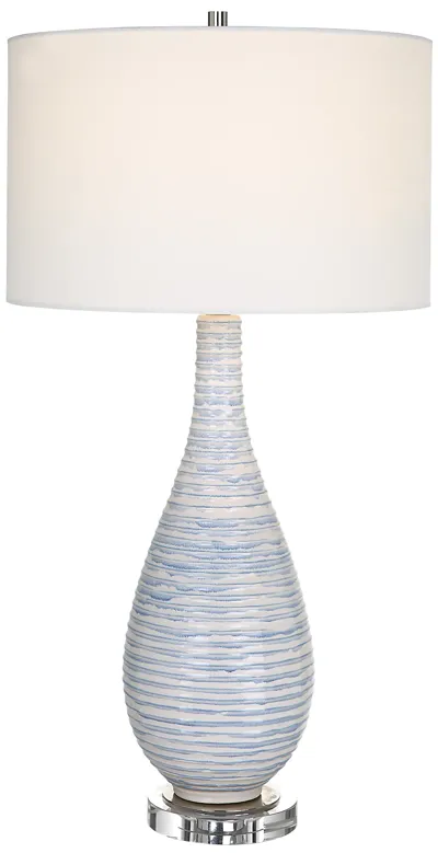 Clariot Ribbed Blue Table Lamp