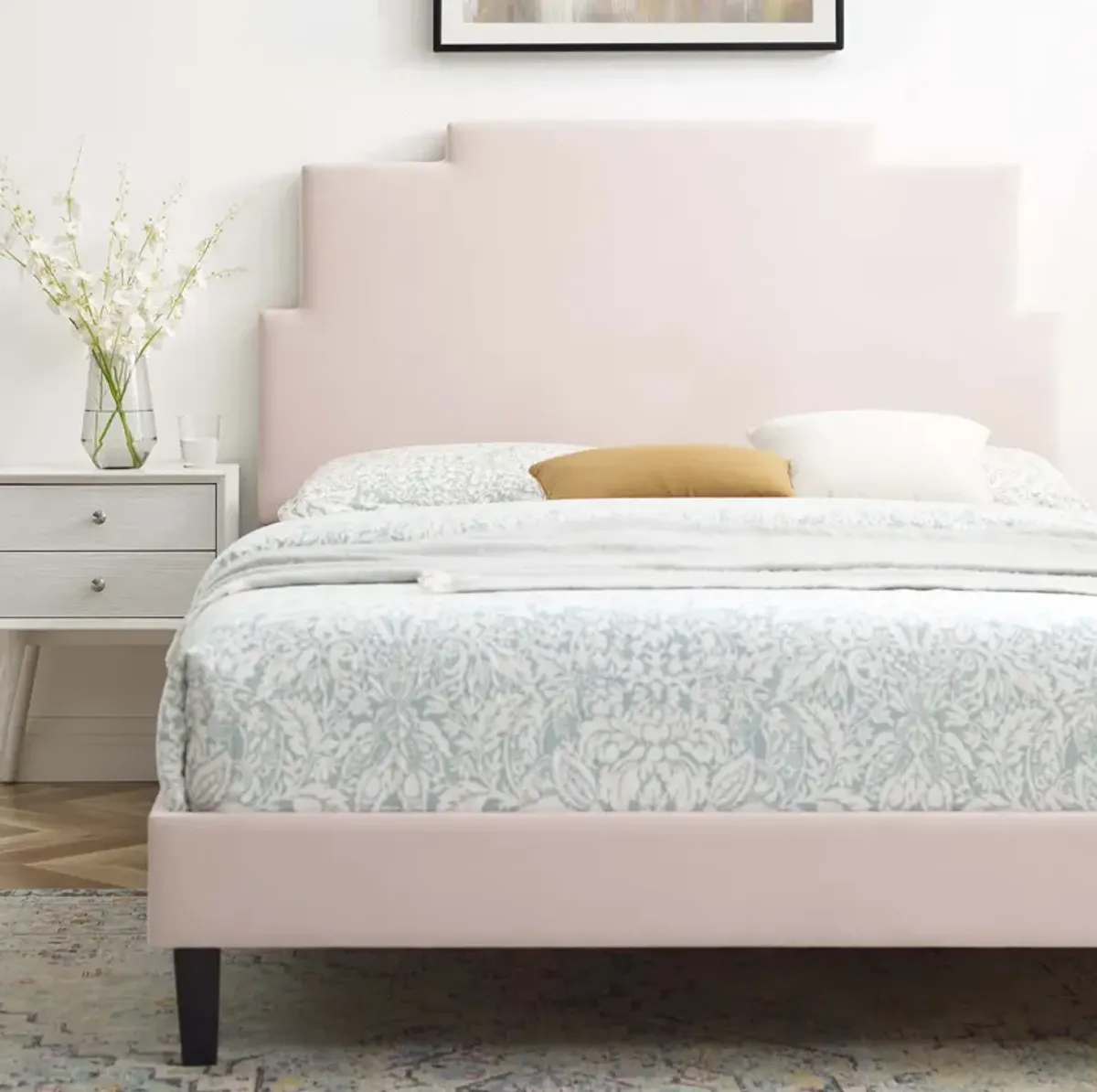 Lindsey Performance Velvet Full Platform Bed