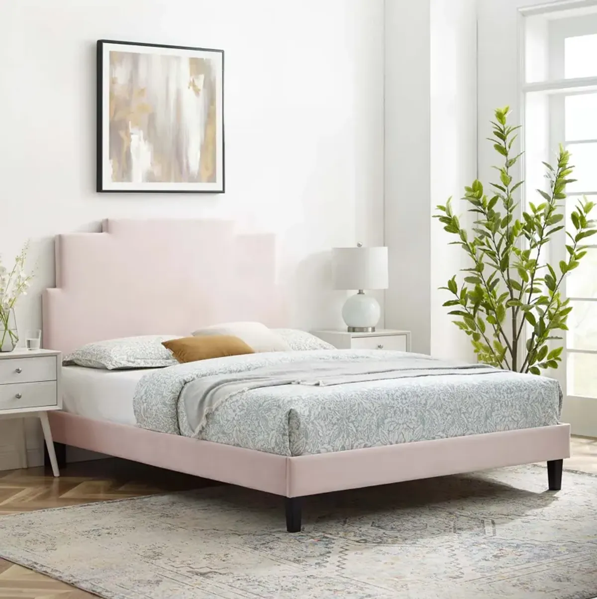 Lindsey Performance Velvet Full Platform Bed