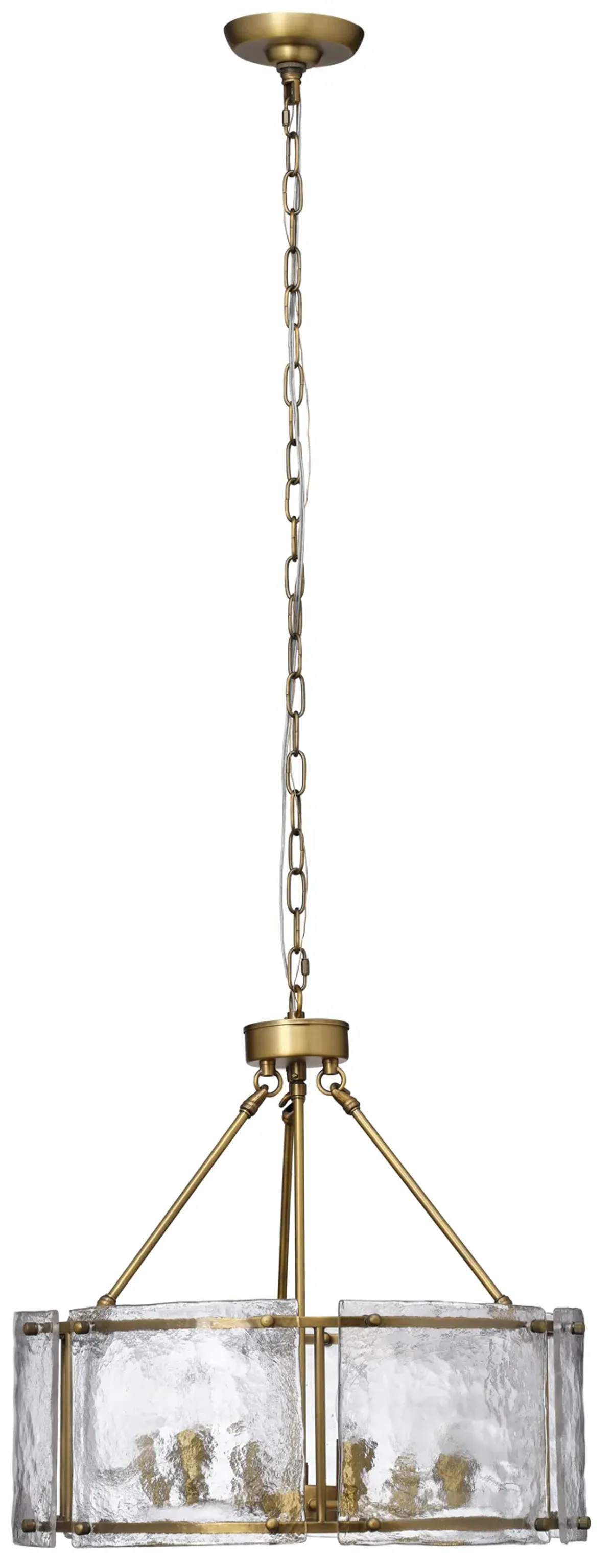 Glenn Large Round Metal Chandelier, Antique Brass