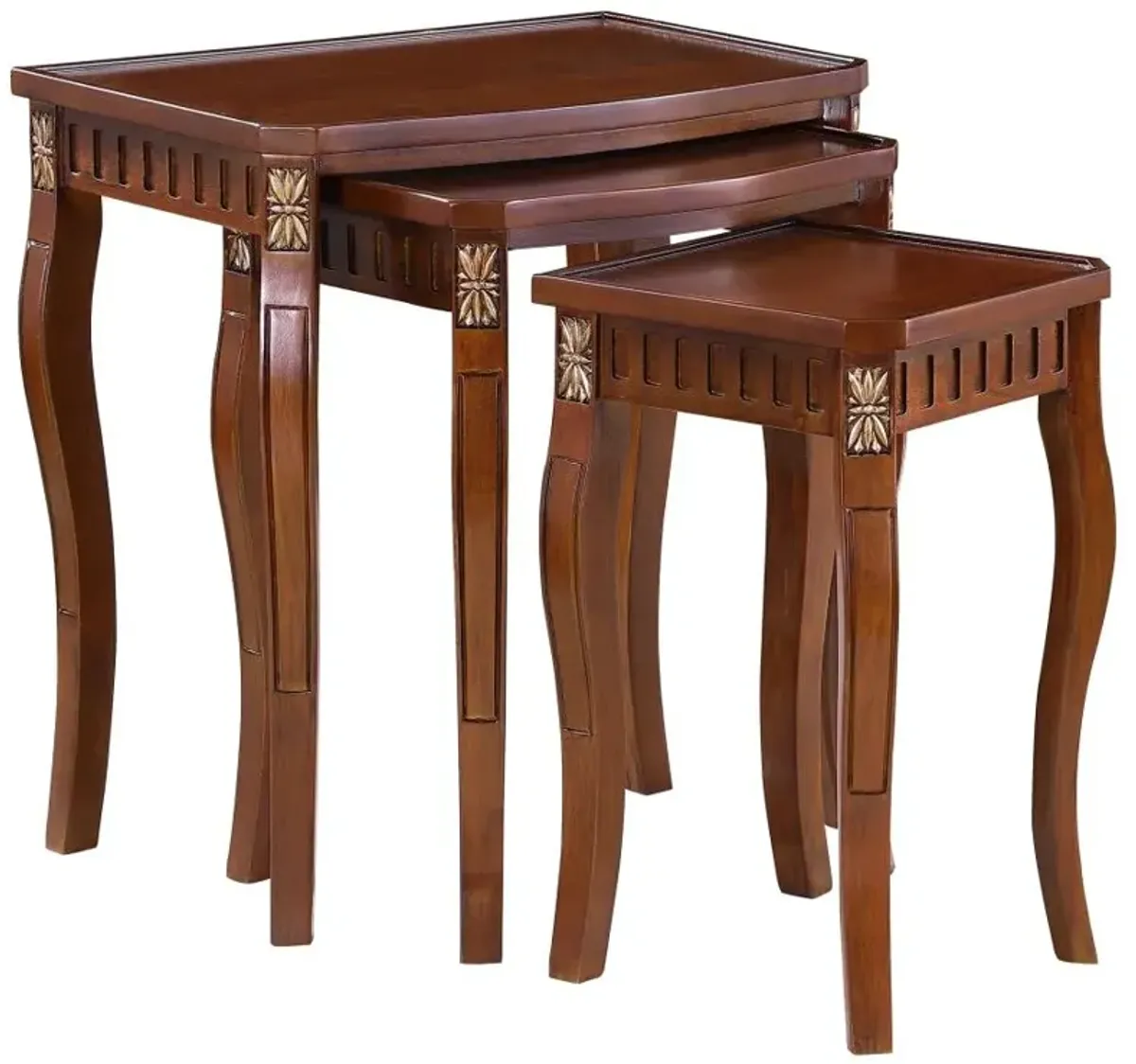 Daphne 3-piece Curved Leg Nesting Tables Warm Brown