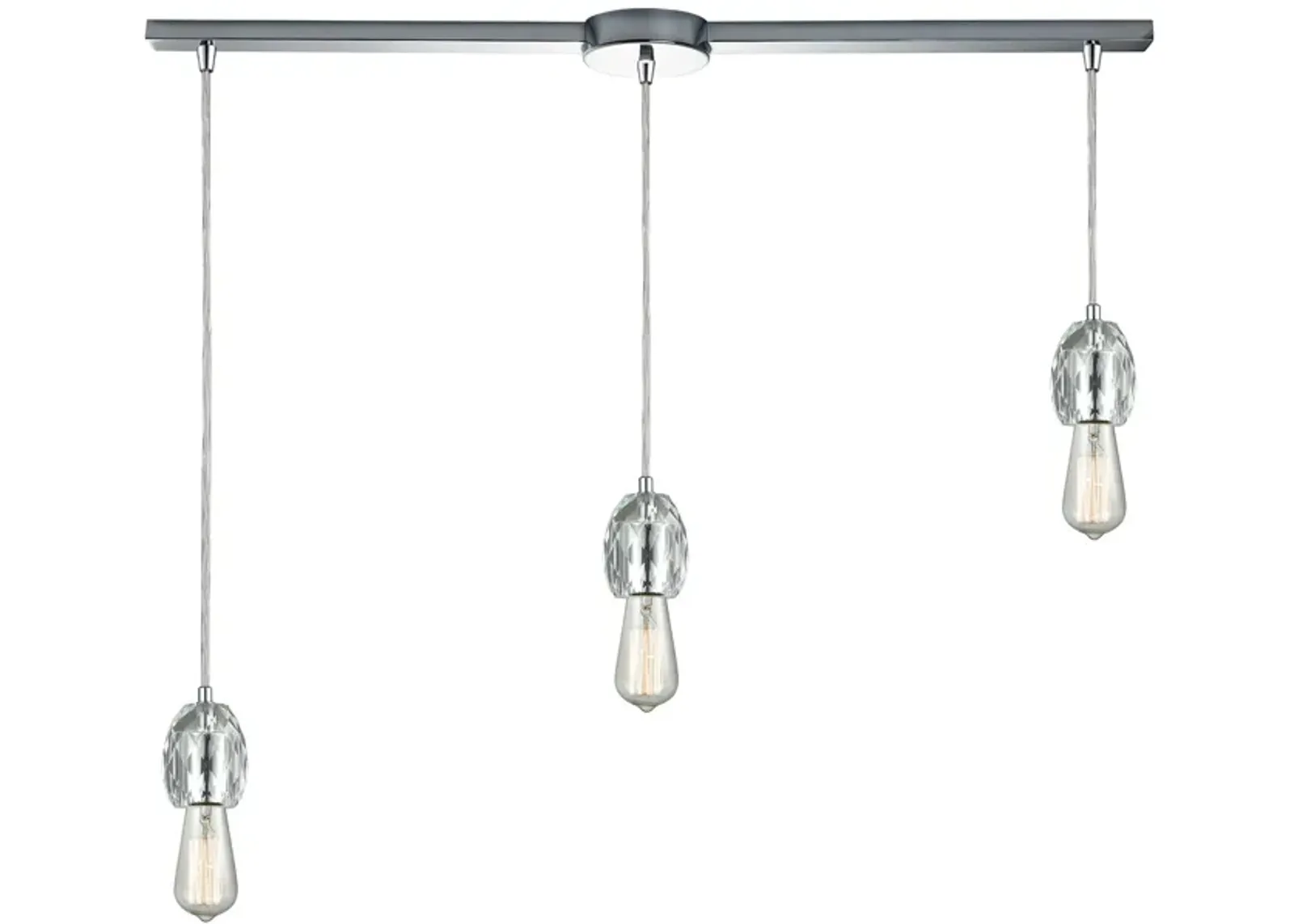 Socketholder 3-Light Linear Mini Pendant Fixture in Polished Chrome