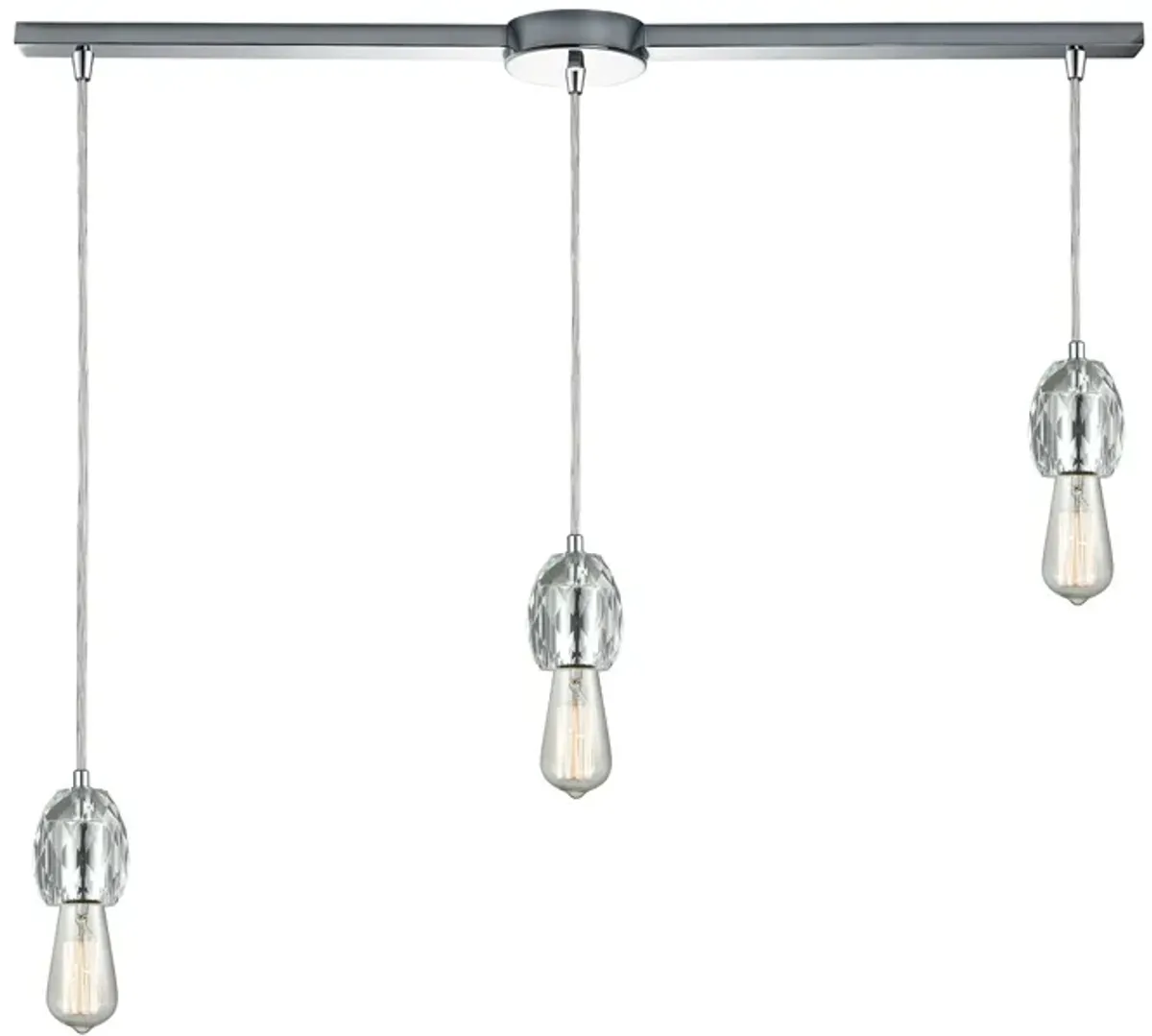 Socketholder 3-Light Linear Mini Pendant Fixture in Polished Chrome