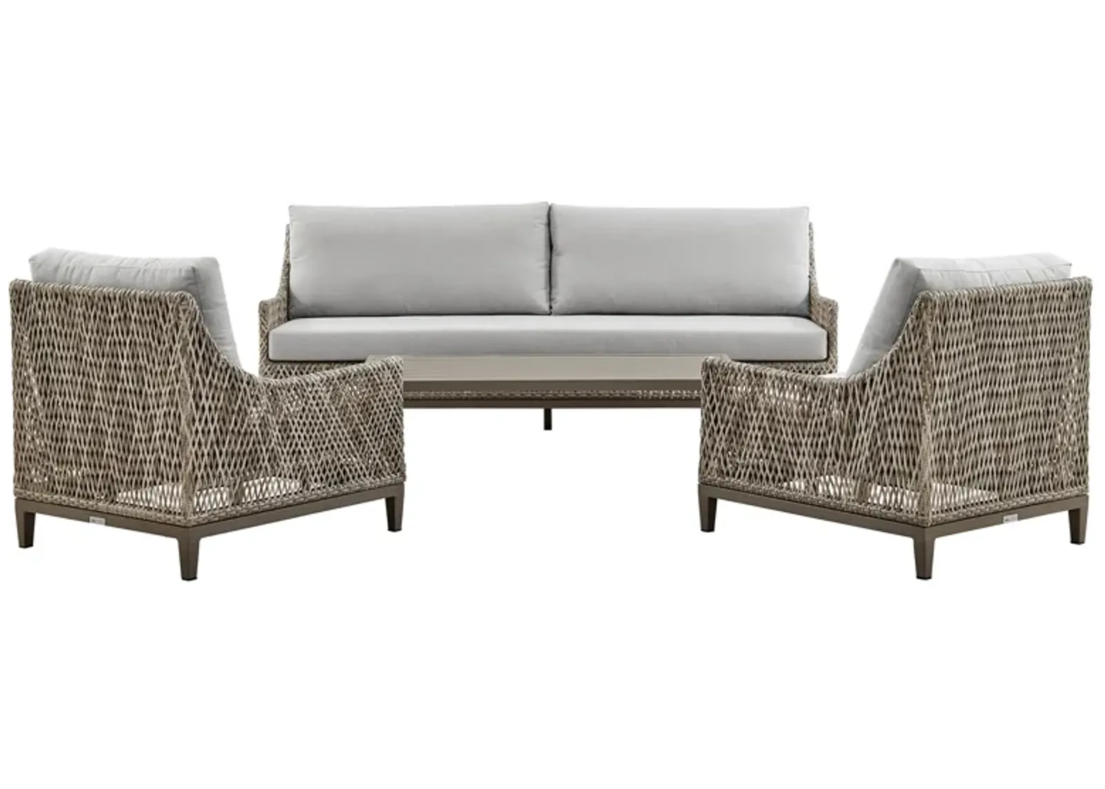 Silvana 4 Piece Outdoor Gray Fabric and Wicker Conversation Set