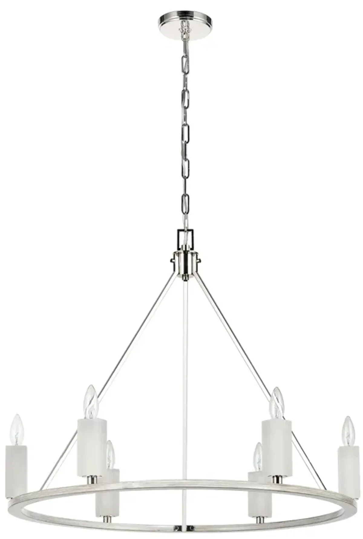 White Stone 30" Wide 6-Light Chandelier - Polished Nickel